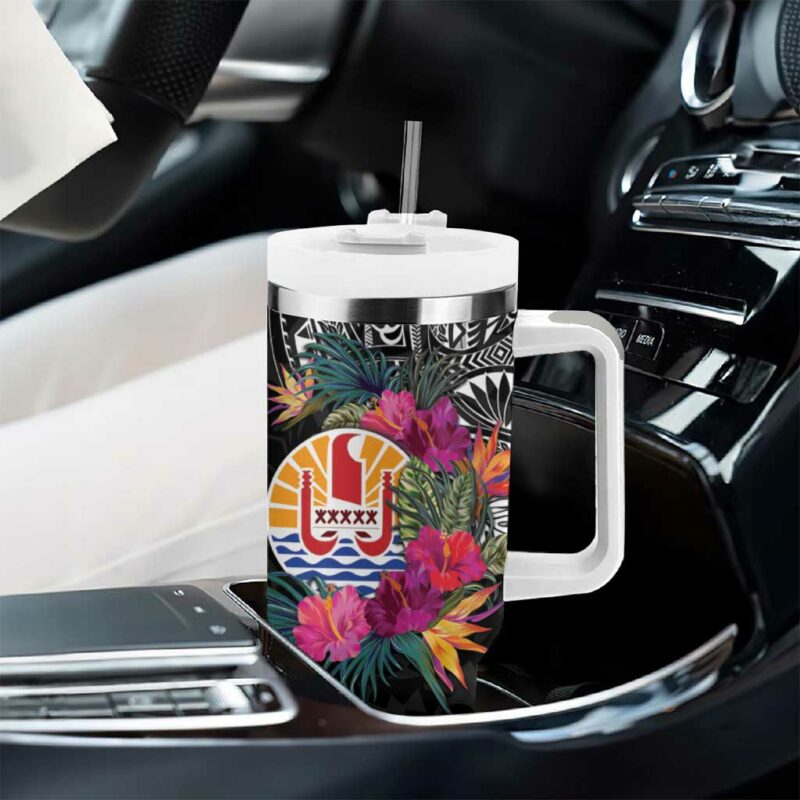 Tahiti Island French Polynesian Tropical Custom Stanley Quencher 40oz Stainless Steel Tumbler With Handle - Threewoofs - Image 8