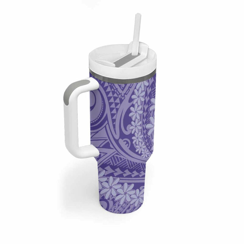 Tahitian Tiare Flower Violet Polynesian Custom Stanley Quencher 40oz Stainless Steel Tumbler With Handle - Threewoofs - Image 2
