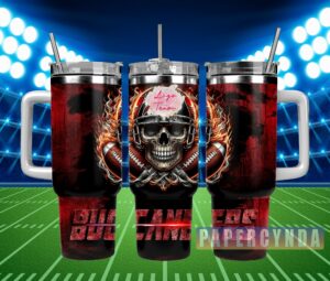 Skull & Flames Football Tumbler - Ultimate Fan Gear for Game Day