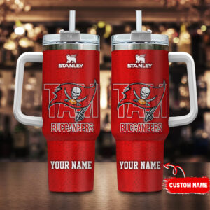 Customizable Tampa Bay Buccaneers Insulated Tumbler with Handle - Keep Drinks Hot or Cold