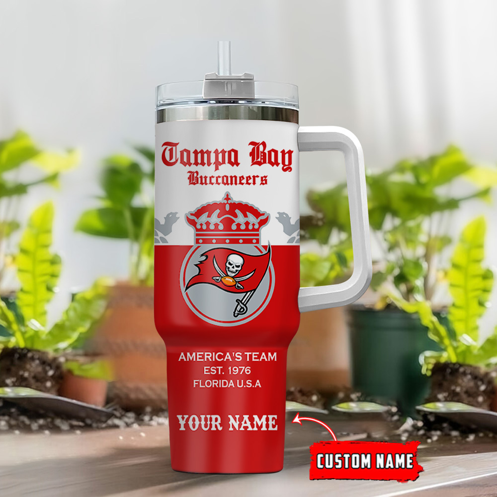 Personalized Tampa Bay Buccaneers Travel Mug - Custom Name Gift - Image 2