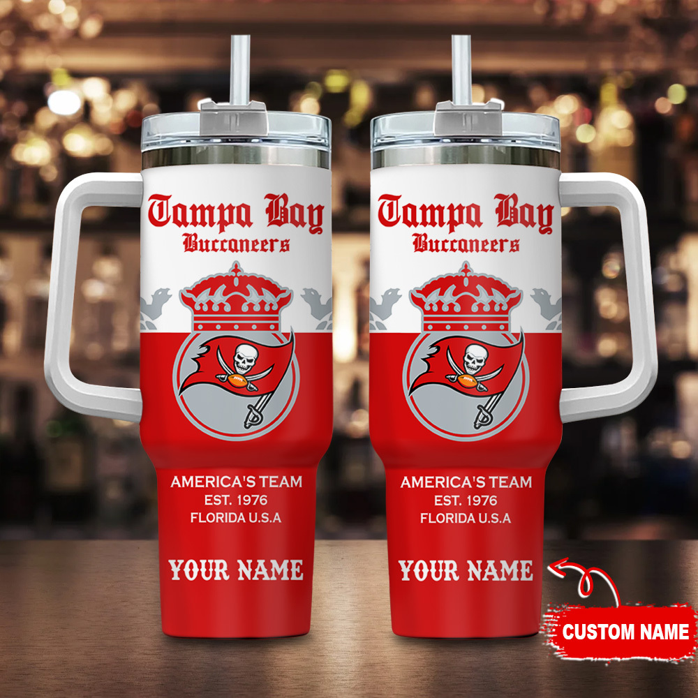Personalized Tampa Bay Buccaneers Travel Mug - Custom Name Gift