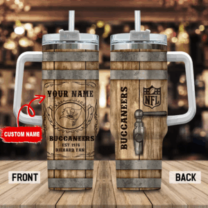Custom NFL Team Barrel Mug with Handle & Straw - Personalized Football Fan Gift