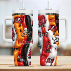 Vibrant Buccaneers Stainless Steel Tumbler with Handle - 40oz