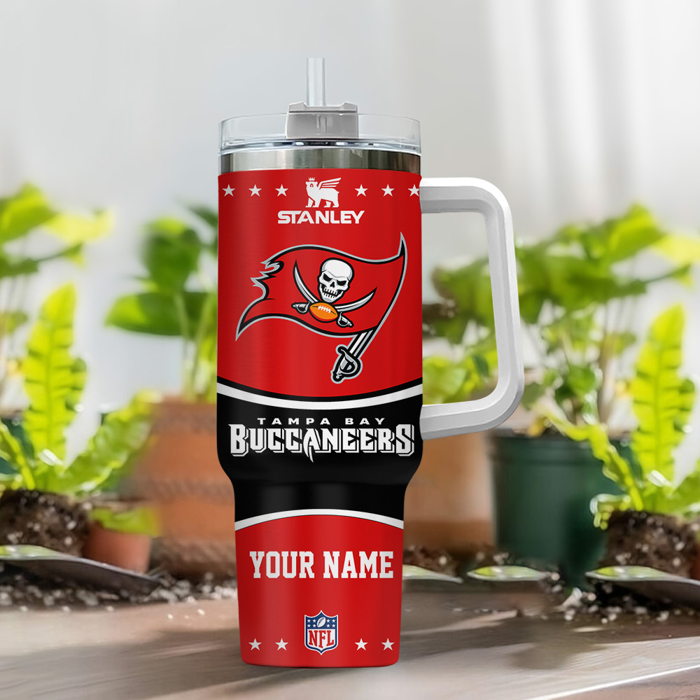 Custom Tampa Bay Buccaneers Tumbler with Straw - Personalized NFL Fan Gift - Image 2