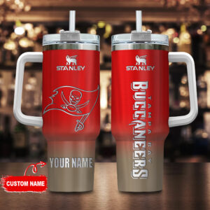 Custom Name Tampa Bay Buccaneers Stainless Steel Tumbler with Handle