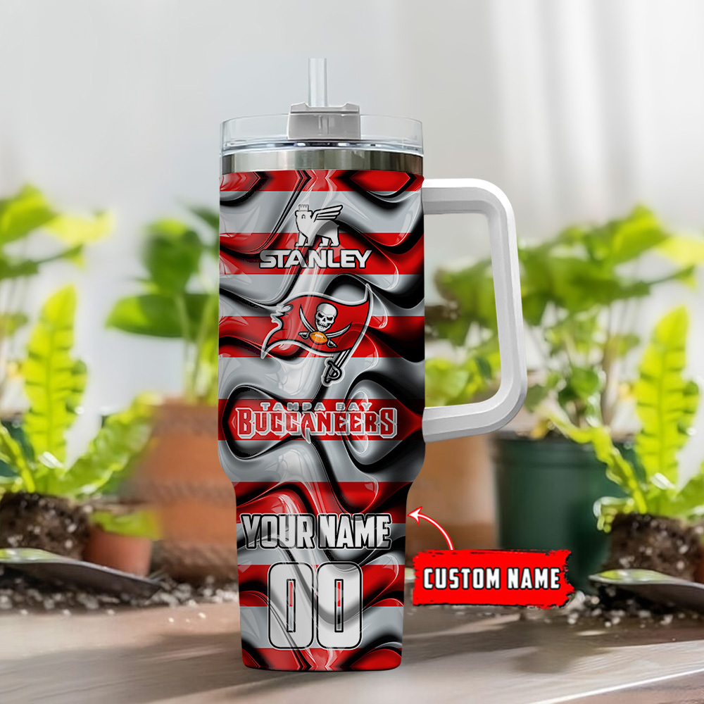 Customizable Tampa Bay Buccaneers Tumbler with Handle & Straw - Perfect Gift for Fans - Image 2