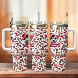 Tampa Bay Buccaneers NFL Custom Stanley Quencher 40oz Stainless Steel Tumbler With Handle - Threewoofs