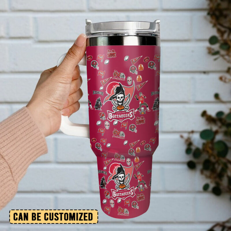 Tampa Bay Buccaneers NFL Custom Stanley Quencher 40oz Stainless Steel Tumbler With Handle - Threewoofs - Image 3