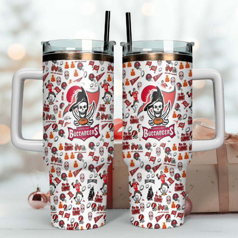 Tampa Bay Buccaneers NFL Custom Stanley Quencher 40oz Stainless Steel Tumbler With Handle - Threewoofs - Image 4