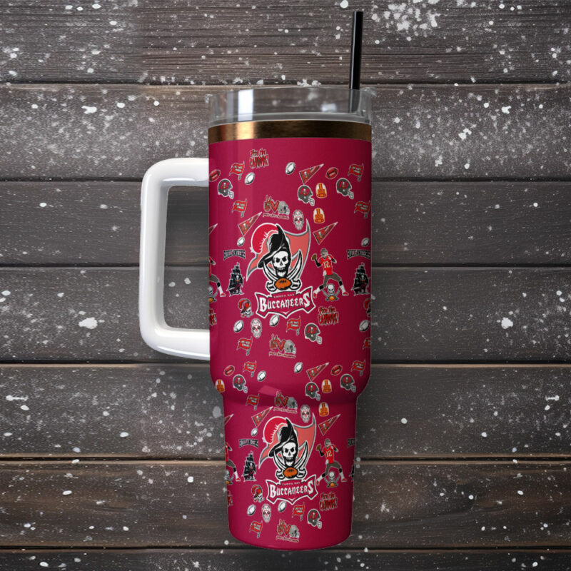 Tampa Bay Buccaneers NFL Custom Stanley Quencher 40oz Stainless Steel Tumbler With Handle - Threewoofs - Image 2