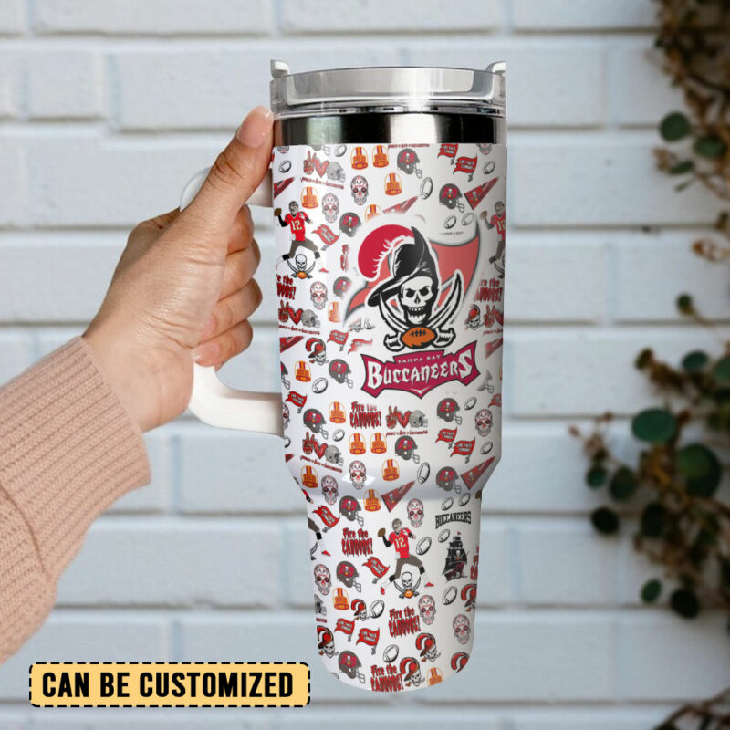 Tampa Bay Buccaneers NFL Custom Stanley Quencher 40oz Stainless Steel Tumbler With Handle - Threewoofs - Image 3