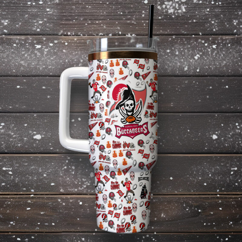 Tampa Bay Buccaneers NFL Custom Stanley Quencher 40oz Stainless Steel Tumbler With Handle - Threewoofs - Image 2