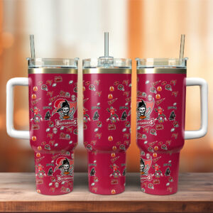 Tampa Bay Buccaneers NFL Custom Stanley Quencher 40oz Stainless Steel Tumbler With Handle - Threewoofs