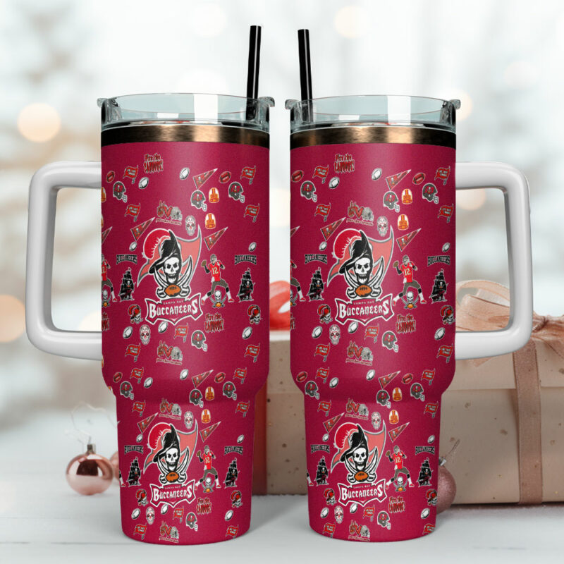 Tampa Bay Buccaneers NFL Custom Stanley Quencher 40oz Stainless Steel Tumbler With Handle - Threewoofs - Image 4