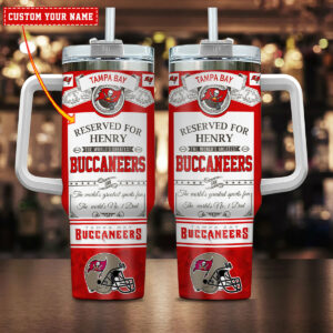 Personalized Tampa Bay Buccaneers Tumbler with Handle - Custom Name Gift