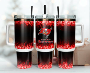 Tampa Bay Buccaneers Flame Design Tumbler with Handle - Show Your Team Spirit