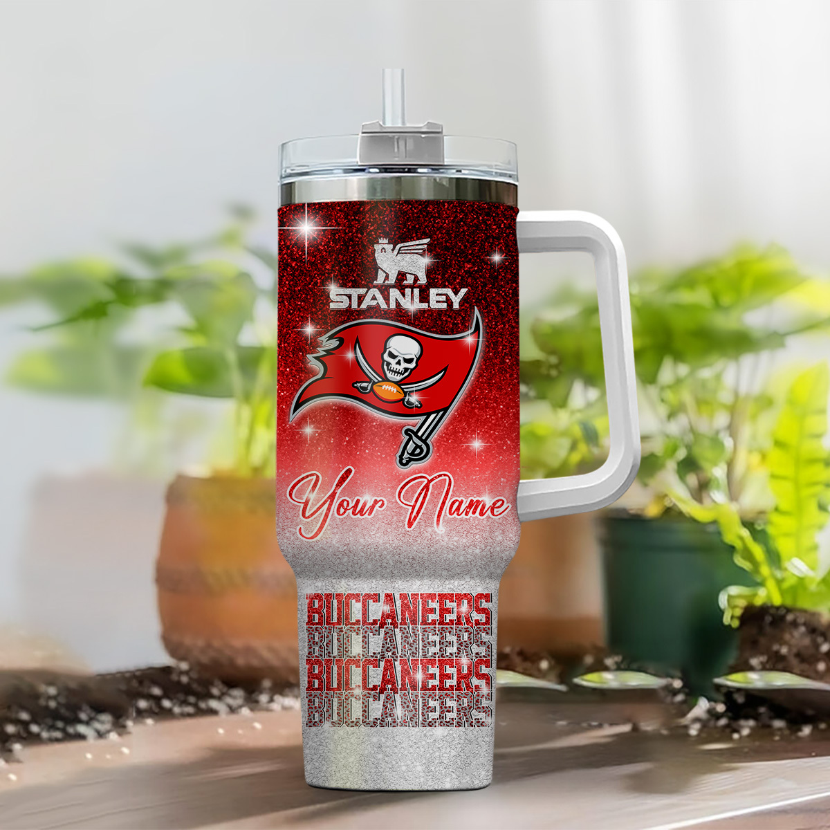 Personalized Buccaneers Tumbler - Custom Name Stainless Steel Mug - Image 2