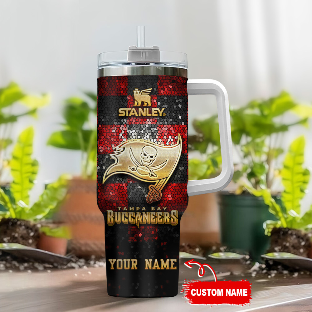 Custom Tampa Bay Buccaneers Tumbler - Personalized NFL Fan Gift with Handle - Image 2