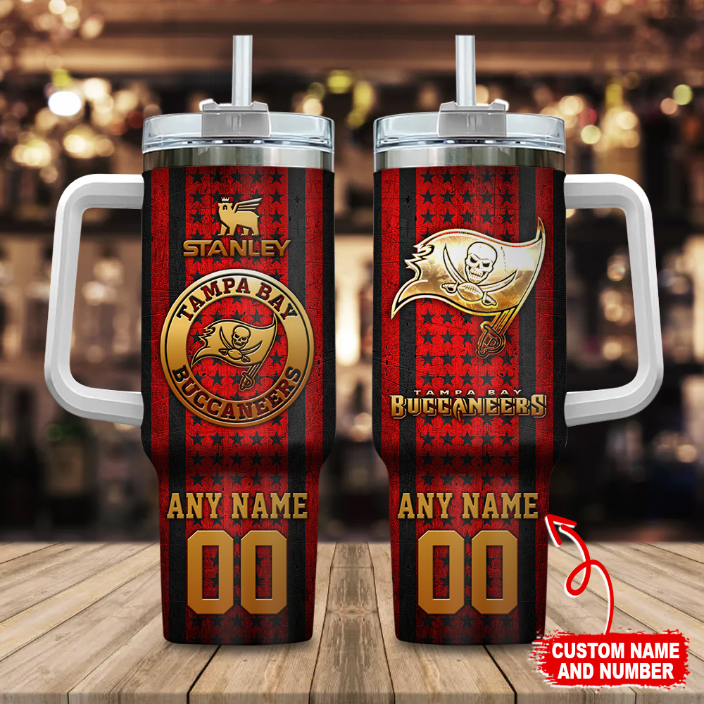 Custom Tampa Bay Buccaneers Tumbler - Personalized Name & Number