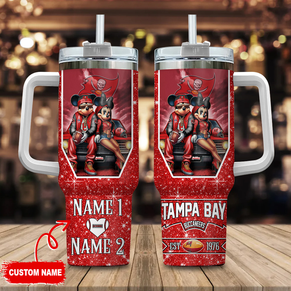Custom Name Tampa Bay Football Fan Tumbler - Mickey & Minnie Inspired
