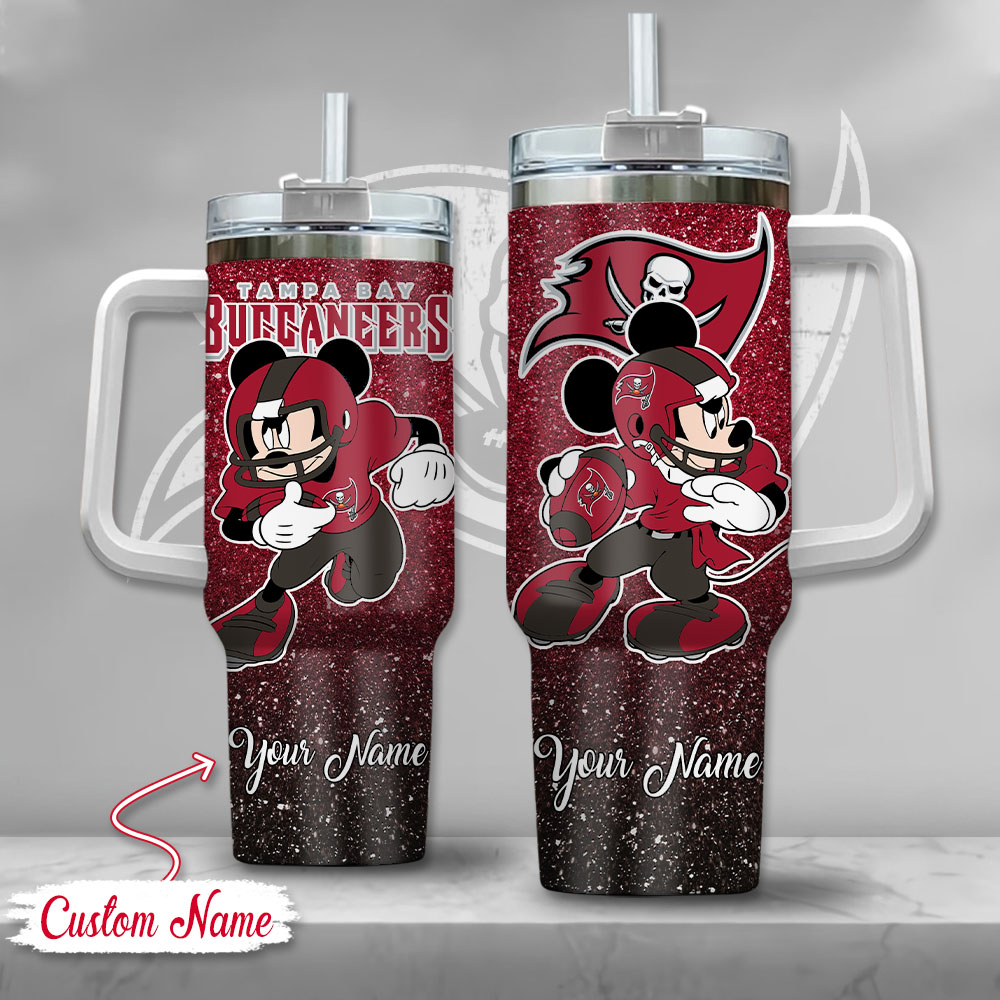 Customizable Tampa Bay Buccaneers Mickey Mouse Tumbler with Handle