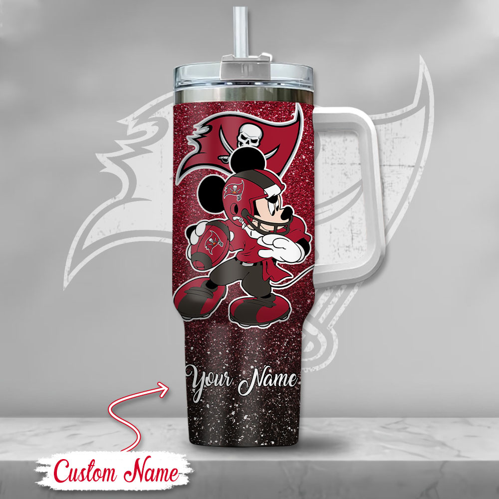 Customizable Tampa Bay Buccaneers Mickey Mouse Tumbler with Handle - Image 2