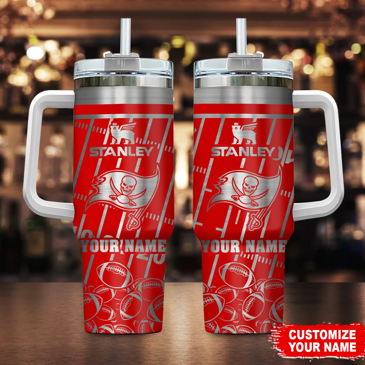 Personalized Stanley Tumbler - Custom NFL Team Design with Your Name