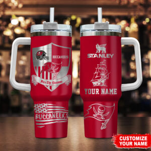 Personalized Buccaneers Stainless Steel Tumbler - Custom Name & Logo