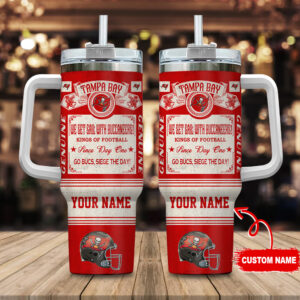 Custom Tampa Bay Buccaneers Tumbler with Handle - Personalized Gift for Football Fans