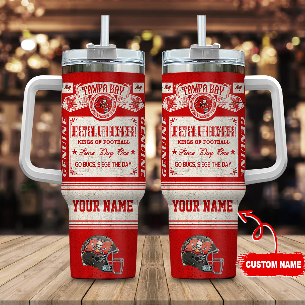 Custom Tampa Bay Buccaneers Tumbler with Handle - Personalized Gift for Football Fans