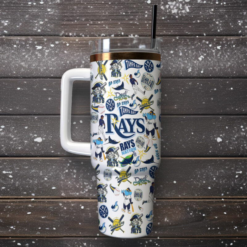 Tampa Bay Rays MLB Sports Custom Stanley Quencher 40oz Stainless Steel Tumbler With Handle - Threewoofs - Image 2