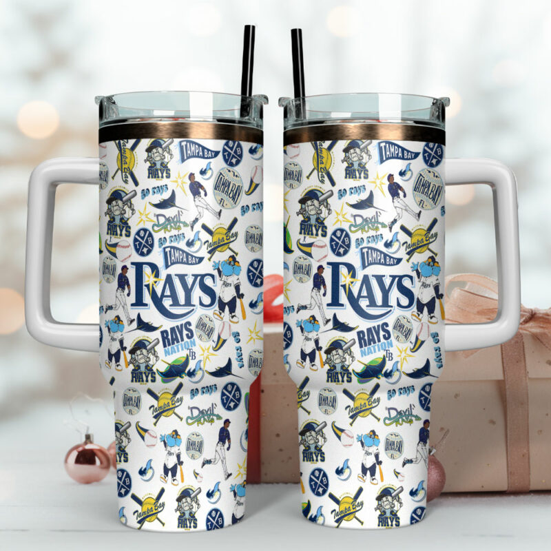 Tampa Bay Rays MLB Sports Custom Stanley Quencher 40oz Stainless Steel Tumbler With Handle - Threewoofs - Image 4