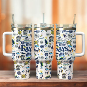 Tampa Bay Rays MLB Sports Custom Stanley Quencher 40oz Stainless Steel Tumbler With Handle - Threewoofs