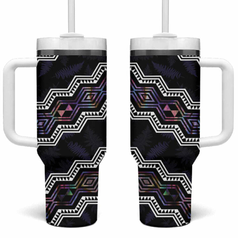 Taniko Aotearoa Mix Paua Shell Niho Taniwha Lilac Glitter Custom Stanley Quencher 40oz Stainless Steel Tumbler With Handle - Threewoofs