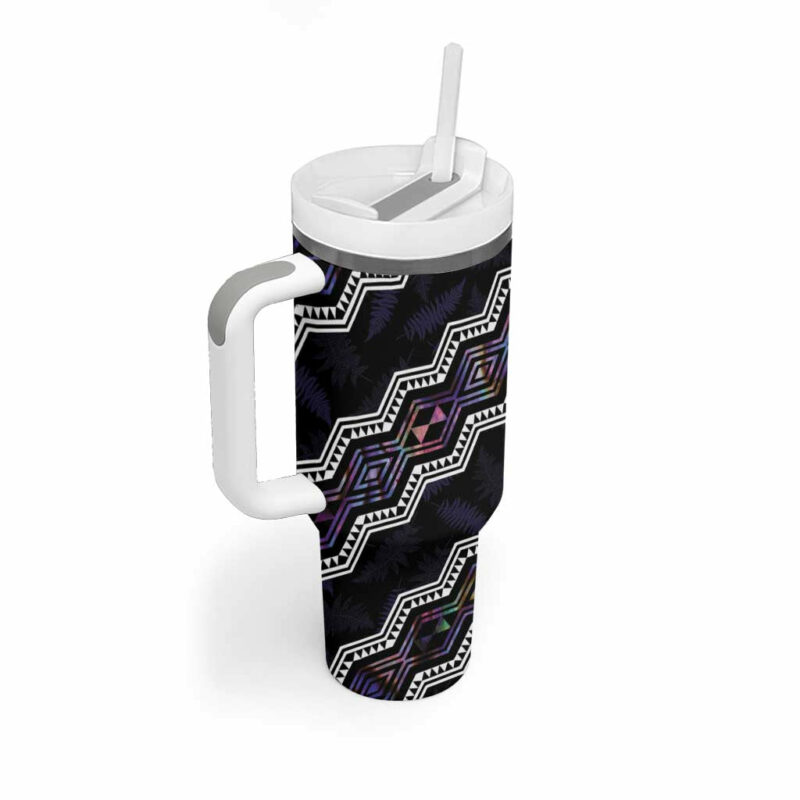 Taniko Aotearoa Mix Paua Shell Niho Taniwha Lilac Glitter Custom Stanley Quencher 40oz Stainless Steel Tumbler With Handle - Threewoofs - Image 2