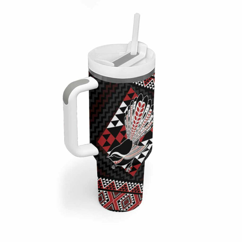 Taniko Aotearoa Poutama Mix Piwakawaka Custom Stanley Quencher 40oz Stainless Steel Tumbler With Handle - Threewoofs - Image 2