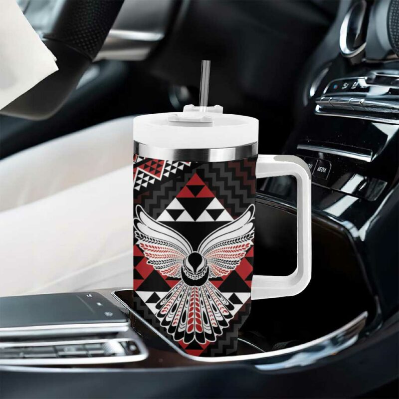 Taniko Aotearoa Poutama Mix Piwakawaka Custom Stanley Quencher 40oz Stainless Steel Tumbler With Handle - Threewoofs - Image 8