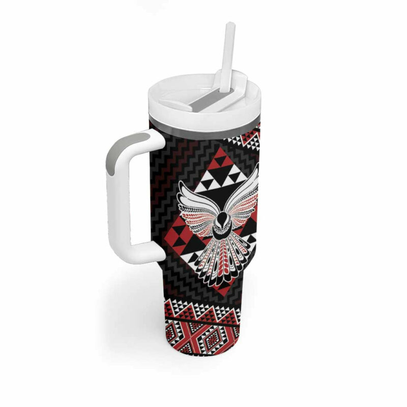 Taniko Aotearoa Poutama Mix Piwakawaka Custom Stanley Quencher 40oz Stainless Steel Tumbler With Handle - Threewoofs - Image 2