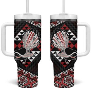 Taniko Aotearoa Poutama Mix Piwakawaka Custom Stanley Quencher 40oz Stainless Steel Tumbler With Handle - Threewoofs