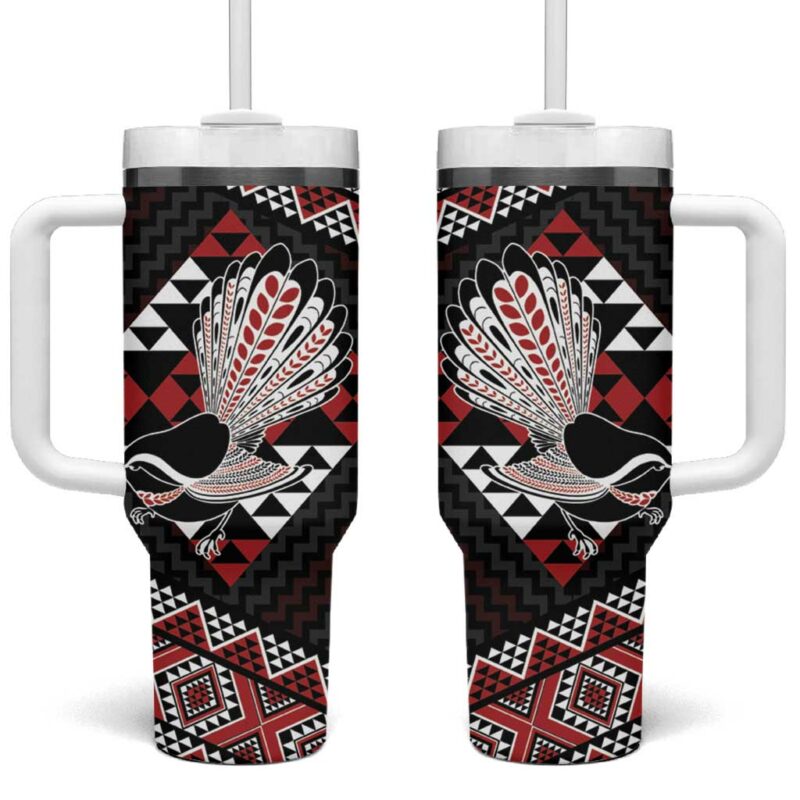 Taniko Aotearoa Poutama Mix Piwakawaka Custom Stanley Quencher 40oz Stainless Steel Tumbler With Handle - Threewoofs