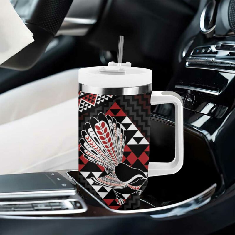 Taniko Aotearoa Poutama Mix Piwakawaka Custom Stanley Quencher 40oz Stainless Steel Tumbler With Handle - Threewoofs - Image 8