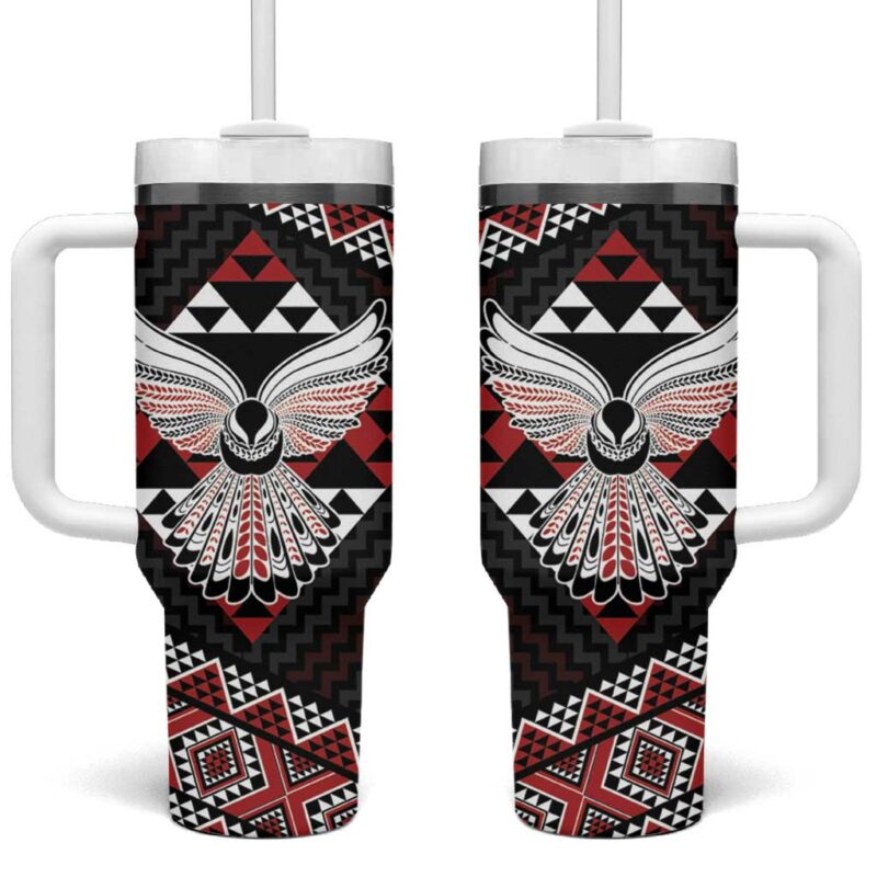 Taniko Aotearoa Poutama Mix Piwakawaka Custom Stanley Quencher 40oz Stainless Steel Tumbler With Handle - Threewoofs