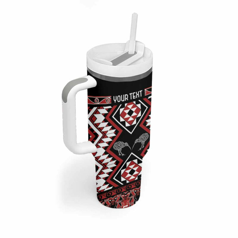 Taniko Motifs Aotearoa Waitangi Kowhaiwhai Kiwi Custom Stanley Quencher 40oz Stainless Steel Tumbler With Handle - Threewoofs - Image 2