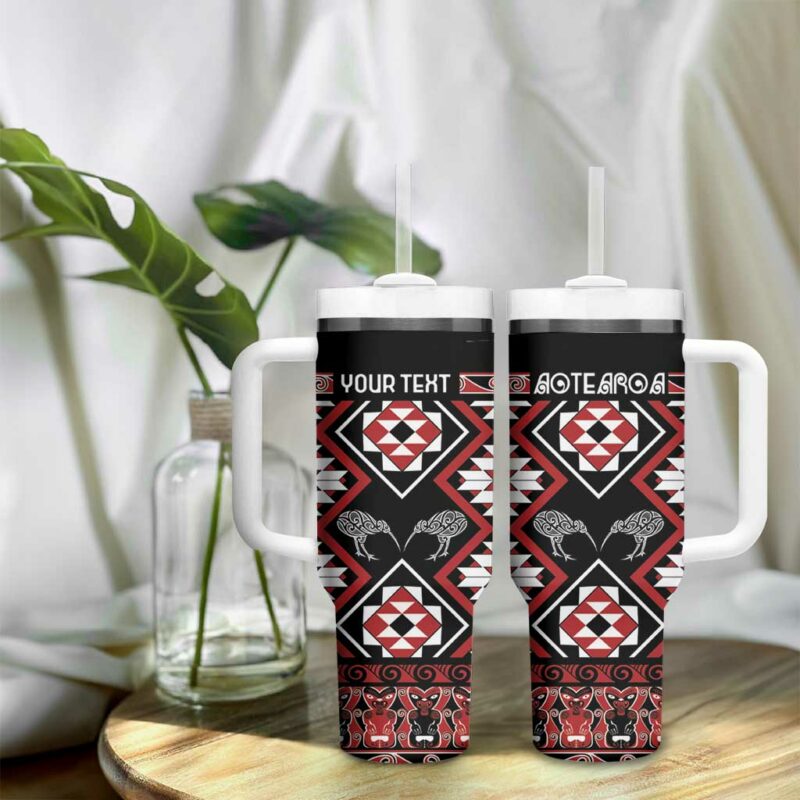 Taniko Motifs Aotearoa Waitangi Kowhaiwhai Kiwi Custom Stanley Quencher 40oz Stainless Steel Tumbler With Handle - Threewoofs - Image 9