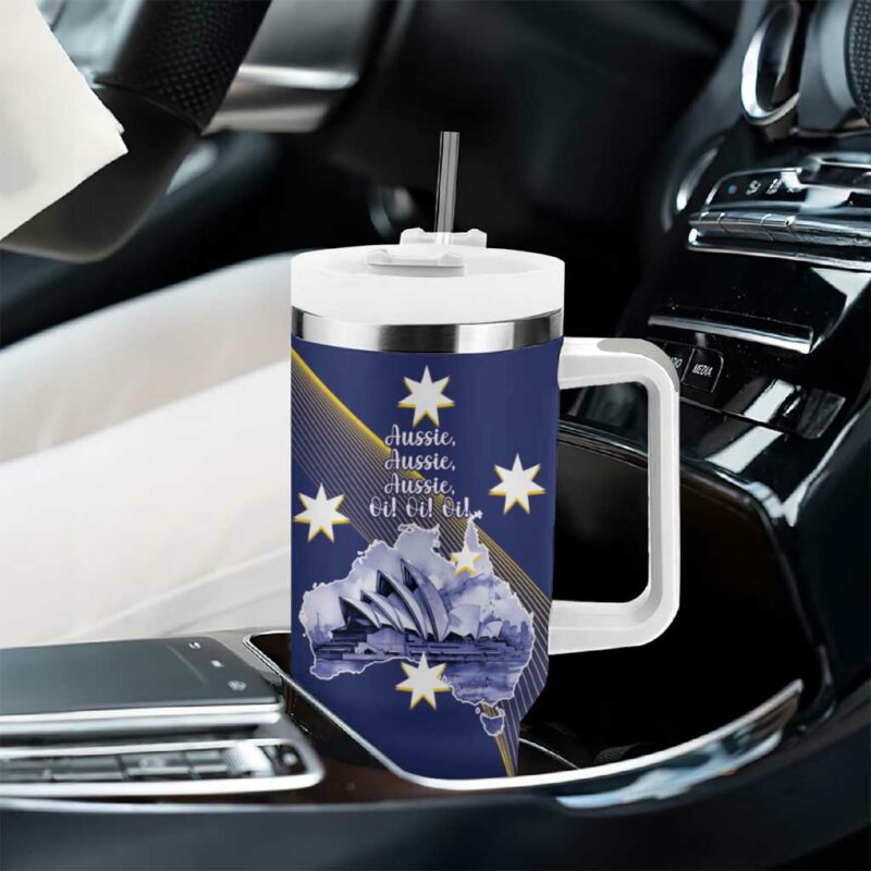 Tasimania Devil Australia Day Aussie Aussie Aussie Oi! Oi! Oi! ‚Äì Blue Custom Stanley Quencher 40oz Stainless Steel Tumbler With Handle - Threewoofs - Image 8