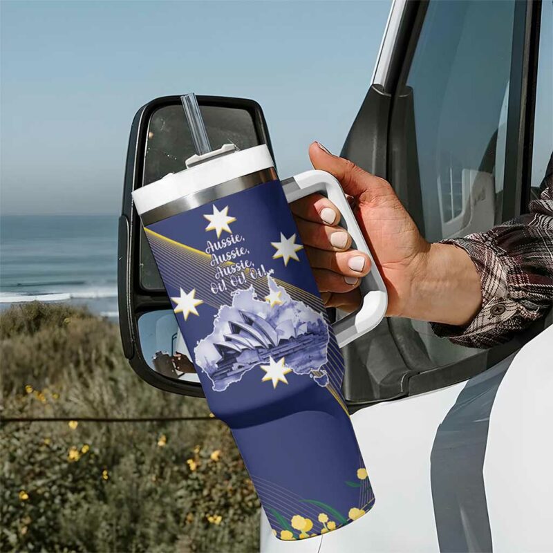 Tasimania Devil Australia Day Aussie Aussie Aussie Oi! Oi! Oi! ‚Äì Blue Custom Stanley Quencher 40oz Stainless Steel Tumbler With Handle - Threewoofs - Image 7