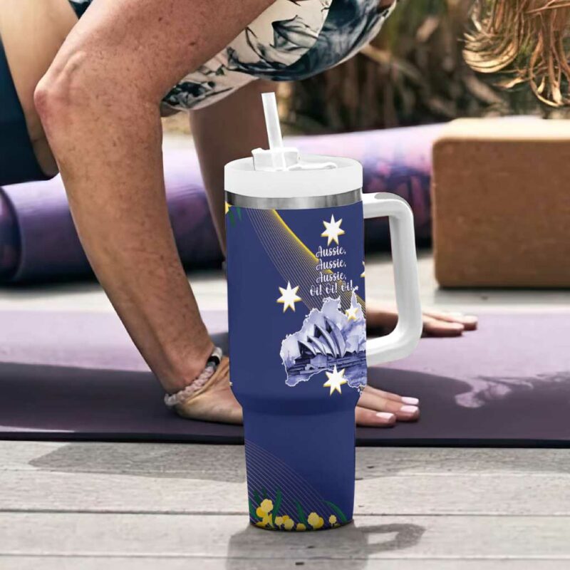 Tasimania Devil Australia Day Aussie Aussie Aussie Oi! Oi! Oi! ‚Äì Blue Custom Stanley Quencher 40oz Stainless Steel Tumbler With Handle - Threewoofs - Image 6