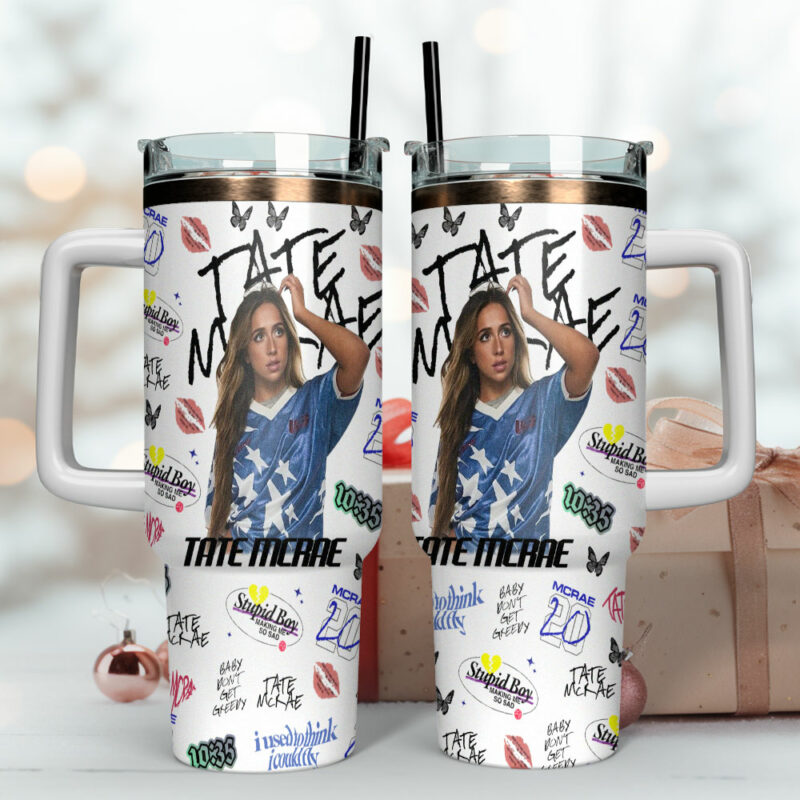 Tate McRae Music Custom Stanley Quencher 40oz Stainless Steel Tumbler With Handle - Threewoofs - Image 4