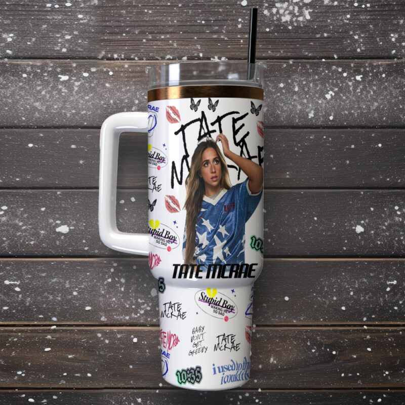 Tate McRae Music Custom Stanley Quencher 40oz Stainless Steel Tumbler With Handle - Threewoofs - Image 2